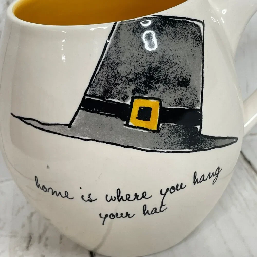 COPY - Rae Dunn Round Pilgrim or Witch’s Hat Mug “home is where you hang your h…